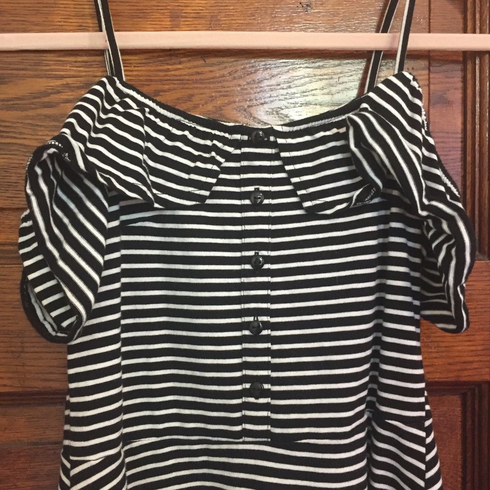 TOPSHOP Striped Skater Dress with Flared Sleeve